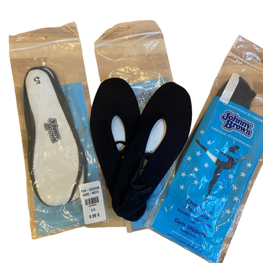 Johnny Brown ballet shoes 3 gym slippers pair bundle black size 5 New in bags